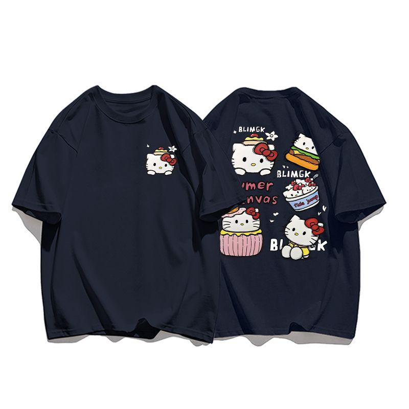 

Hello Kitty Tshirt Unisexs Short Sleeve Cotton TShirt High Quality Crew Neck Harajuku Unisexs Loose Casual Cartoon Tops 2XL