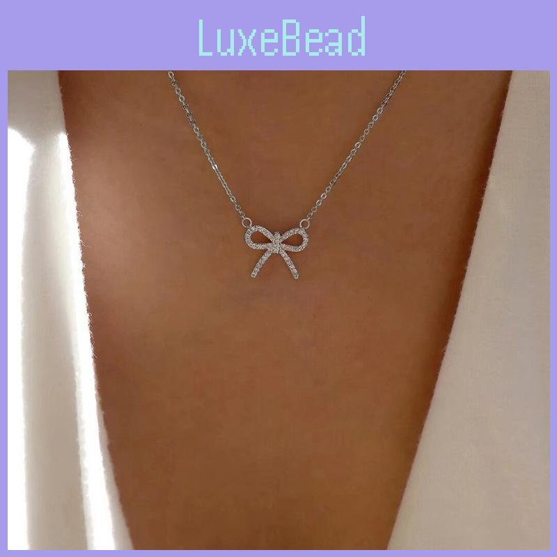 Bowknot Necklace For Women With Zinc Alloy Chain Summer Fashion Accessory