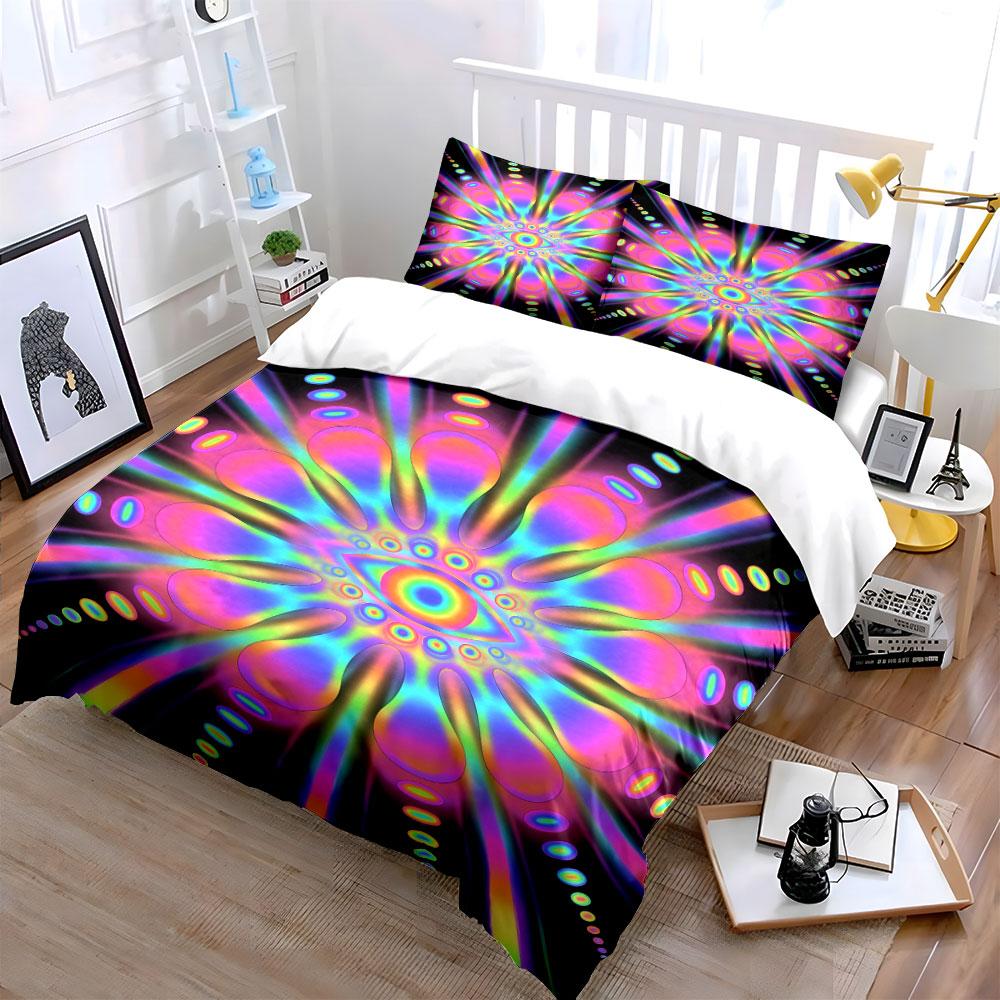 Colorful Psychedelic Art Set Home Soft Comfortable Duvet Cover Bedding Set Included 1*Duvet Cover & 2*Pillowcases, Gift