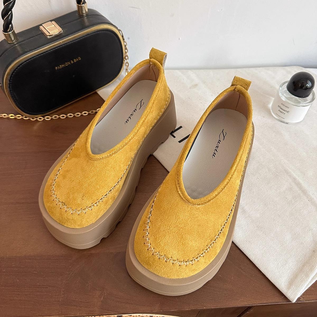 

Весенние новые женские туфли Galoa на платформе с завышенной талией, женские универсальные повседневные туфли-одиночки с одной педалью, ленивые туфли 35 темно-серого