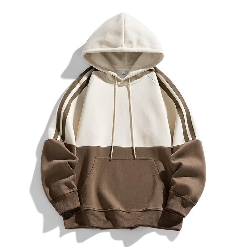 Hooded Sweatshirt Men's Autumn Trendy Loose Large Size Contrast Striped Shirt Long-sleeved Bottoming Shirt Tops Men's Couple Wear