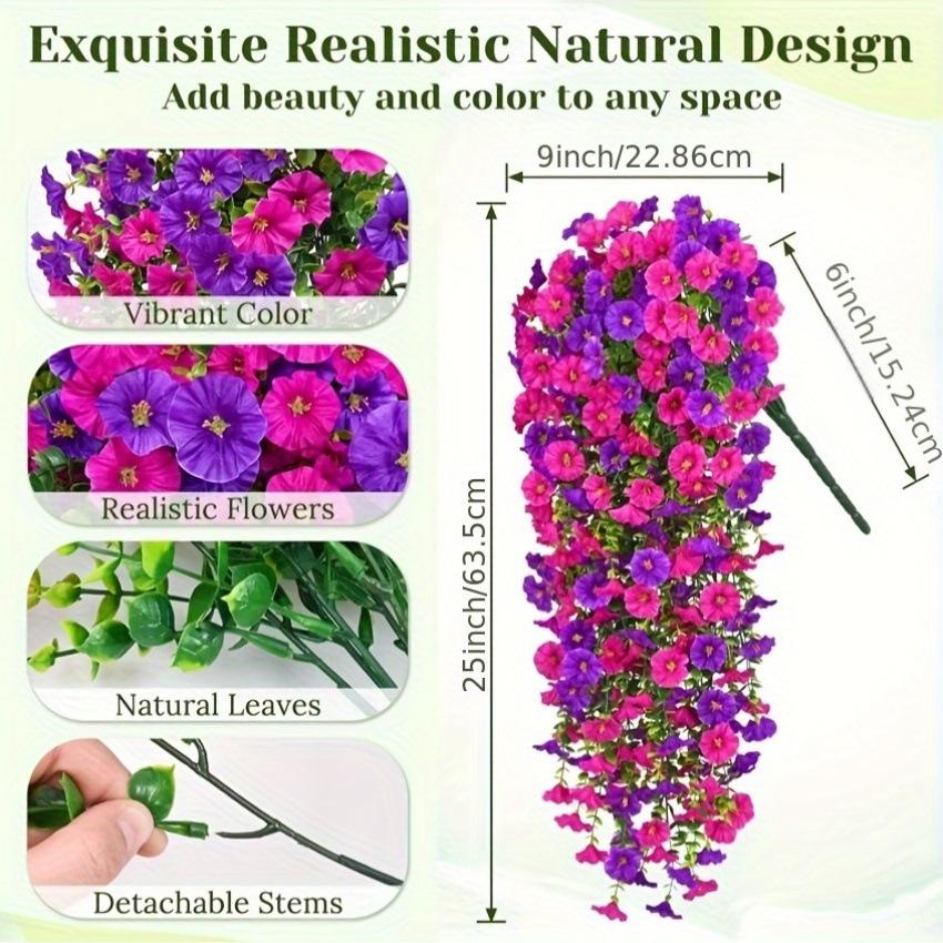 

Realistic Artificial Hanging Flowers Outdoor,Weatherproof Plastic No Maintenance Artificial Flower,Garden Decorations Fake Plant