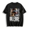 Silence Is Power Vintage Statue Print Casual Loose Fit Tee Pure Cotton T-shirt