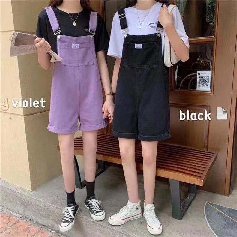 Women's Korean-Style Loose Denim Overalls - Slimming, Casual Wide-Leg Shorts 2025 Summer Collection