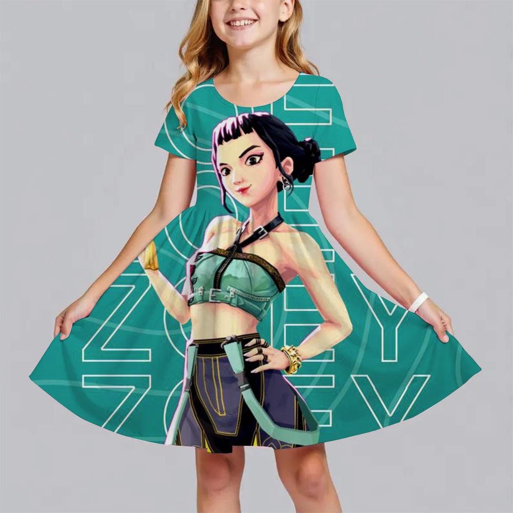 Girls Dress Summer Kids Clothes Huntrix Kpop Demon Hunters Princess Dresses Fashionable Children's Party Performance Birthday