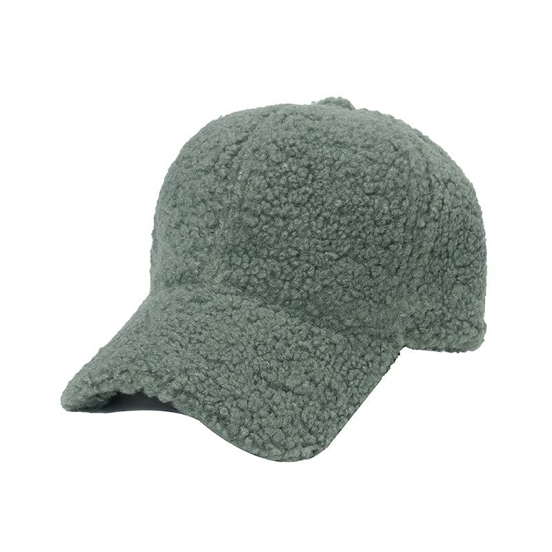 Hat Female Autumn and Winter Warm Thickened Lamb's Wool Baseball Cap Female Plush Hundred with Students Solid Colour Light Plate Duck Tongue Cap Male