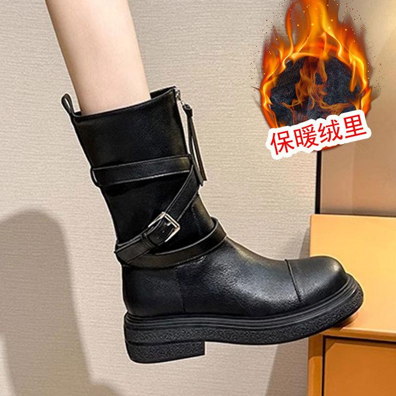 Boots Women's Boots 2025 New Autumn and Winter Fashion Retro Tall Knight Boots Medium Boots Long Boots Brown Martin Boots