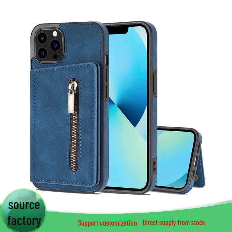 

Кожаный чехол для iPhone 14 с отделением для карт и откидной крышкой XR Max чёрный