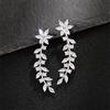 Trendy Flower Earrings for Women Full Paved Sparkling Cubic Zirconia Temperament Sweet Ear Accessories Fancy Gift Jewelry