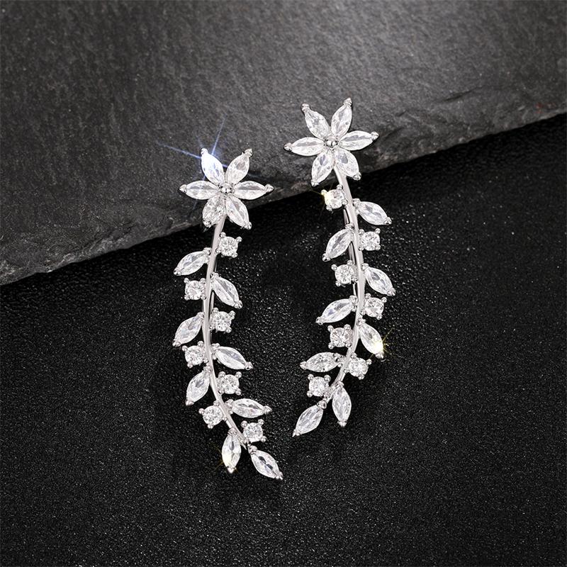 Trendy Flower Earrings for Women Full Paved Sparkling Cubic Zirconia Temperament Sweet Ear Accessories Fancy Gift Jewelry