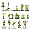 Yoga Frog Statue Cartoon Couple Frog Figurine Resin Sports Frog Sculpture Home Office Desktop Decoration Ornament