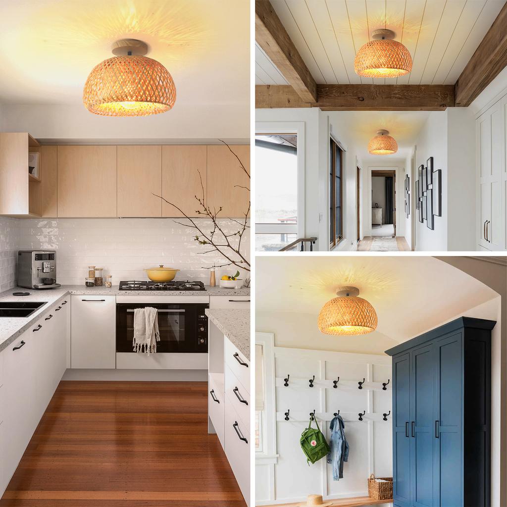 Chinese Bamboo Woven Farm Music Restaurant Chandelier Handcrafted Small Living Room Tea House Lamp Bamboo E27 Pendant Lamp
