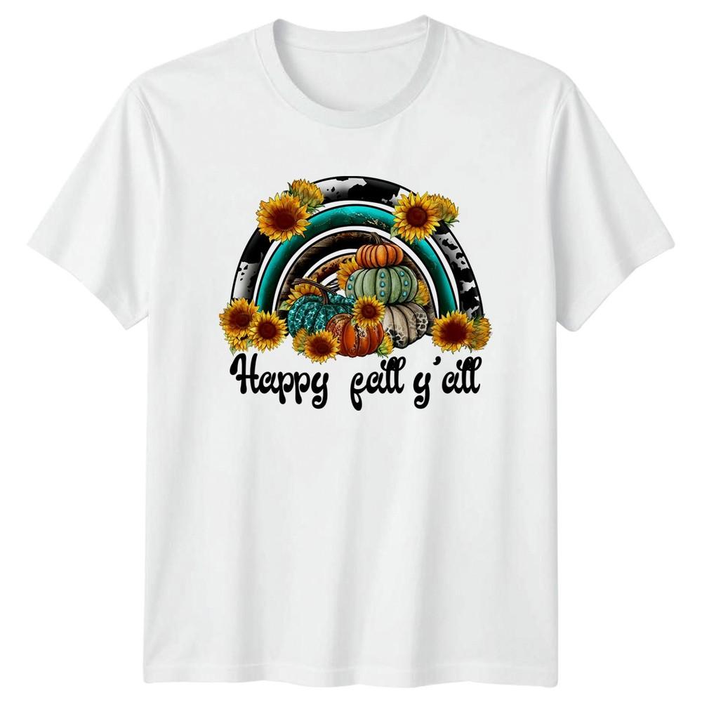 Happy Fall Yall TShirt Farmhouse Autumn Season Gift For Him And Her S