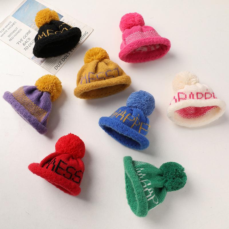 1Pcs Cute Doll House Doll Mini Woolen English Ball Hat Handmade Woven Knitted Woolen Head Covers Diy Decoration Toy For Children
