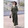 Suit Female Mother Retro Fashion Literary Casual Top Wide-leg Pants Loose and Thin Two-piece Suit Female