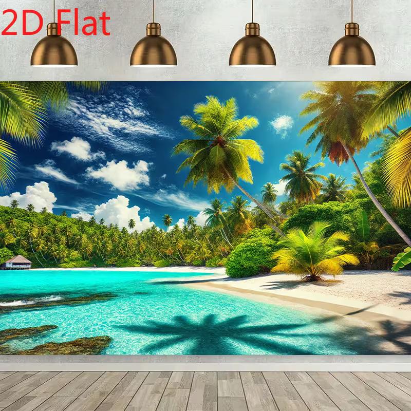 2D Palm Tree Beach Banner for Vacation, Travel and Beach Themed Photoshoots
