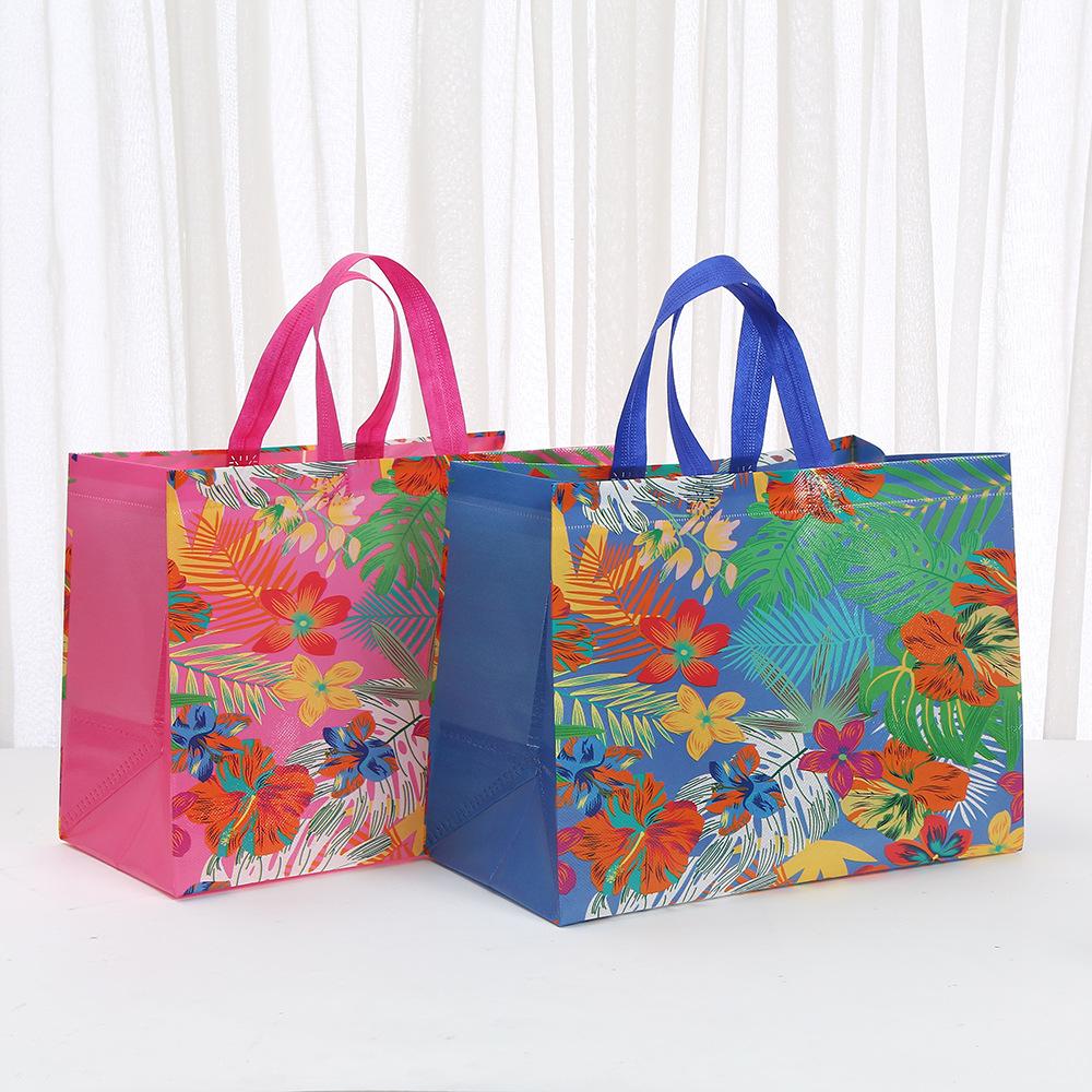 12 Stück florale wiederverwendbare Tragetaschen, laminiert, Vliesstoff, Einkaufstaschen, Geschenktaschen für Geburtstagsfeiern, Klassenzimmer-Mitgebsel, Süßigkeiten-Keks-Verpackung