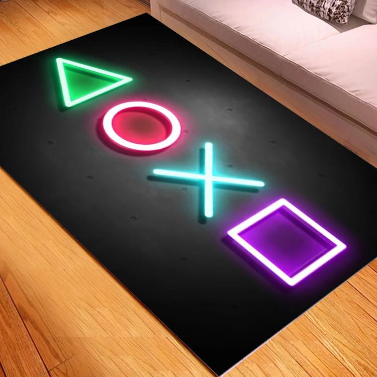 Game Rug for Gamers Boys Teens Kawaii Bedroom Living Room Decor Game Controller Gamepad Carpet Polyester Floor Mat Furry Doormat