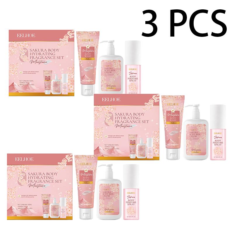 EELHOE Set Îngrijire Corp Floare de Cireș Curățare Delicată, Hidratare, Hidratare, Hrănire & Parfum Proaspăt