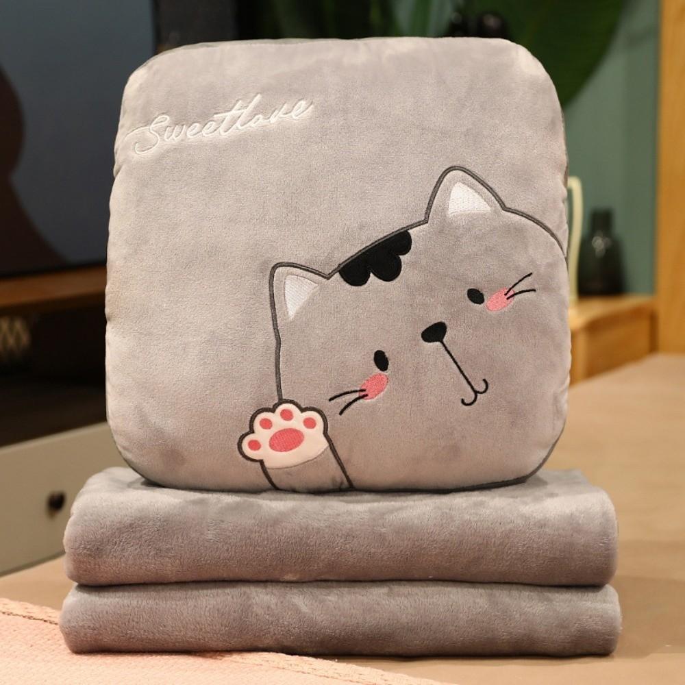 

New Cute Cartoon Plush Pillow Portable Folding Sofa Back Cushion Multifunctional 3-in-1 Office Nap Cushion Blanket сірий