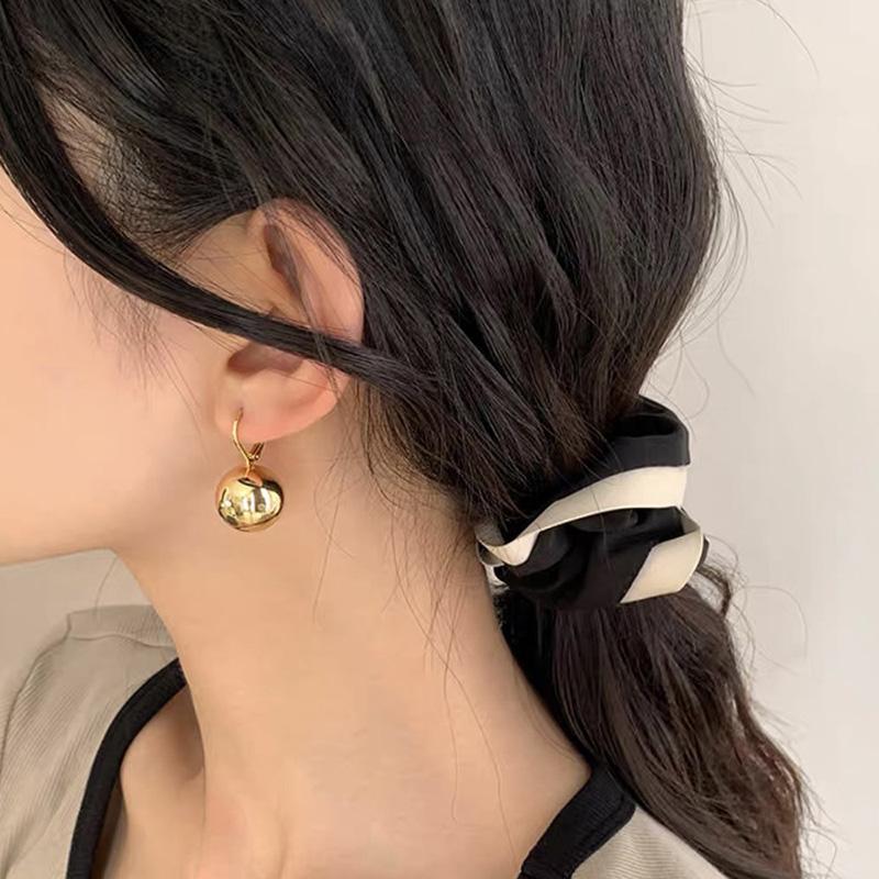 PONYKISS Sterling Silver Minimalist Round Bead Hoop Earring for Women Trendy Geometric Fine Light Luxury Accessories