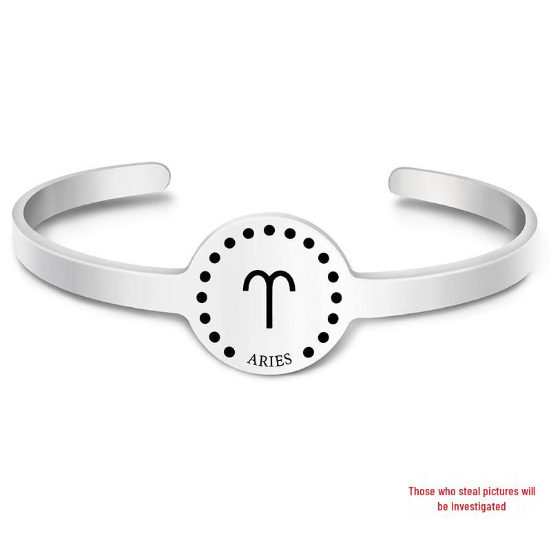 Twelve Constellations Stainless Steel Bracelet - Engraved Titanium Christmas & Birthday Gift
