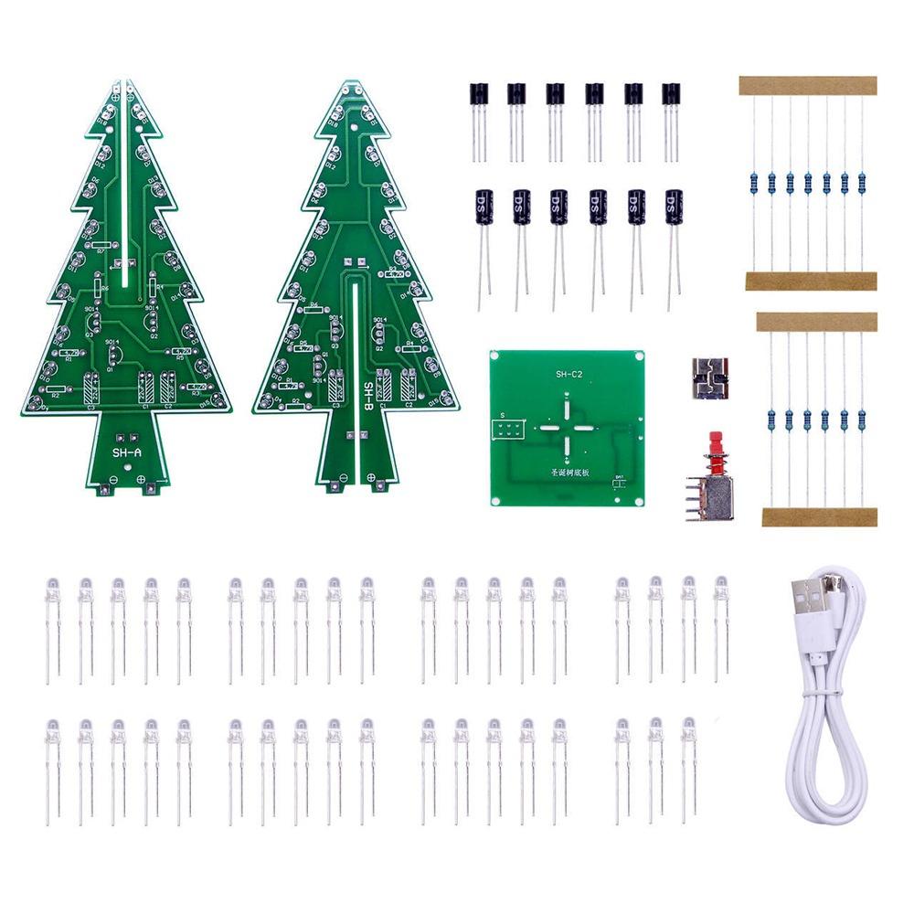 Červená Zelená Žlutá LED 3D LED Vánoční Stromeček Kit Vánoční Stromeček Blikající LED PCB DIY Projekty