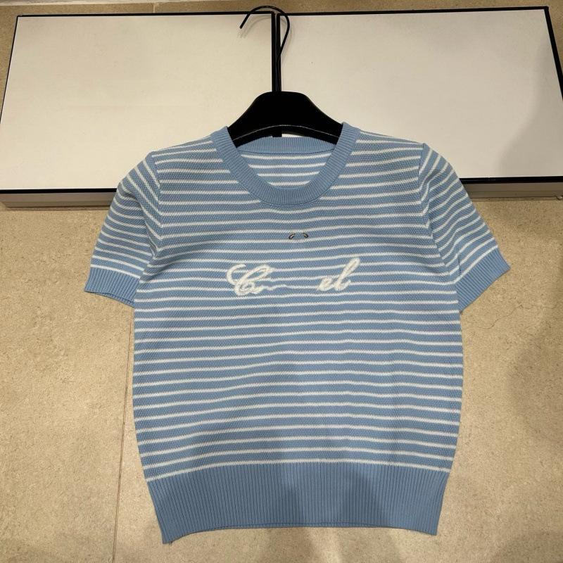 2026 Women's Summer Signature Stripe Knit Top – Casual, Versatile, Age-Reducing, Round Neck, Short Sleeve