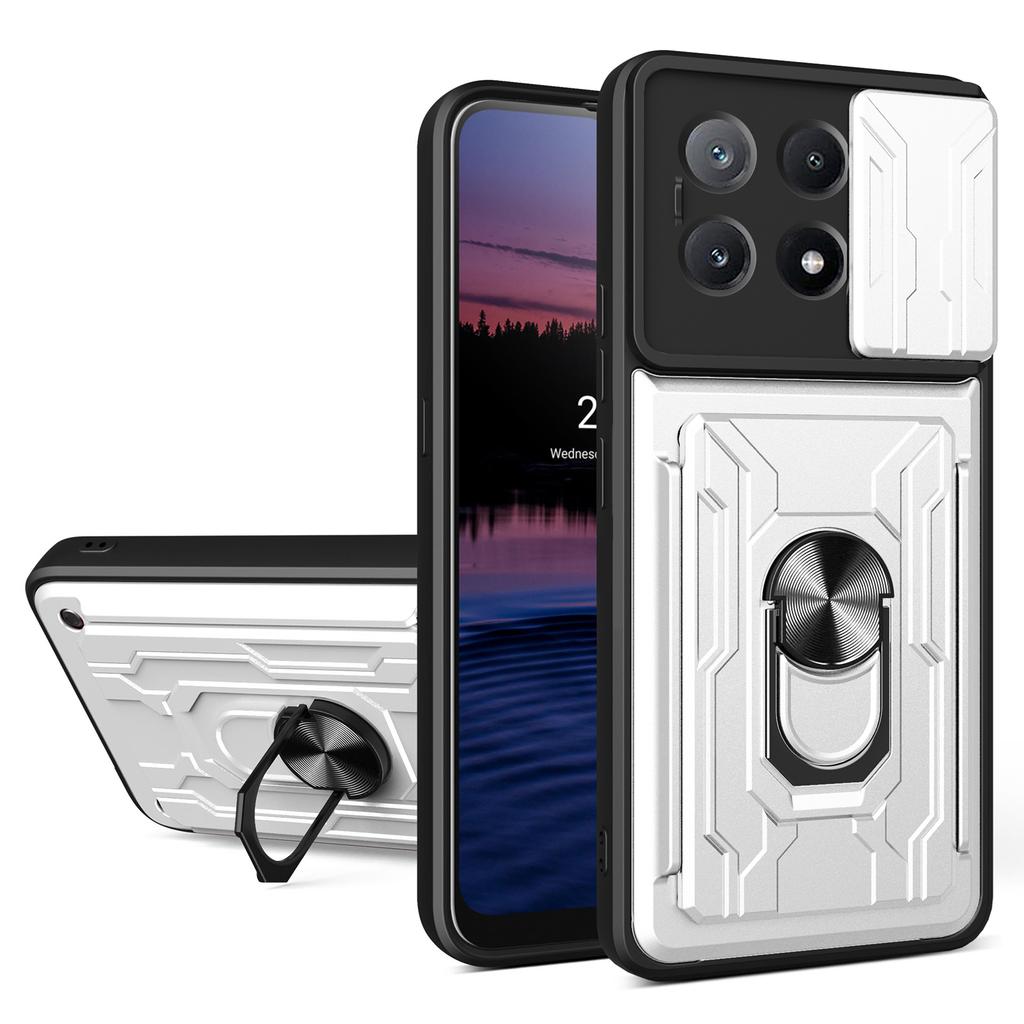 For Xiaomi Redmi K70E 5G/Poco X6 Pro 5G Case PC+TPU Kickstand Phone Back Cover with Camera Slider