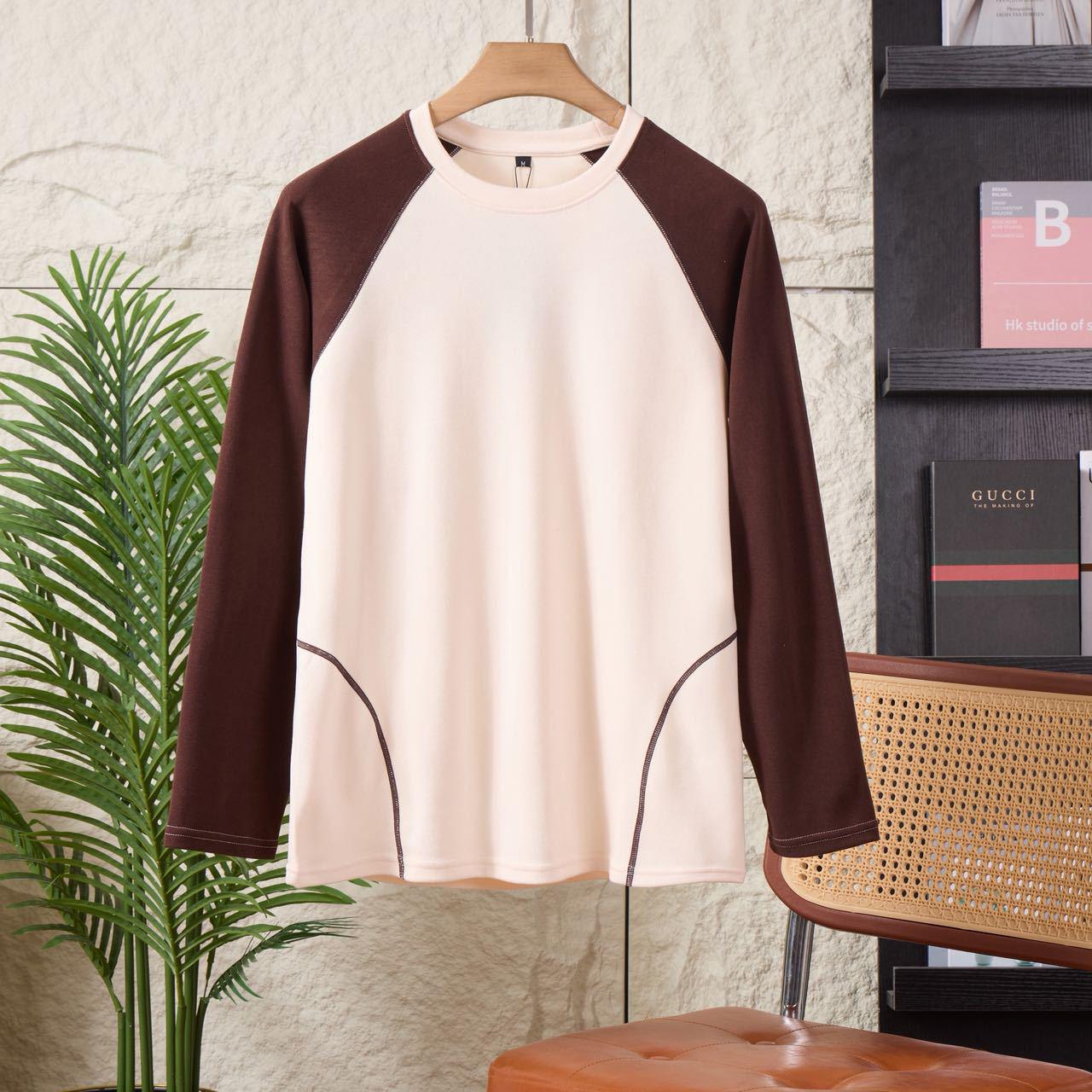 

Color Block Double-Sided Plush Hoodie - Warm Autumn/Winter Layer for Couples 3XL бежевий/коричневий