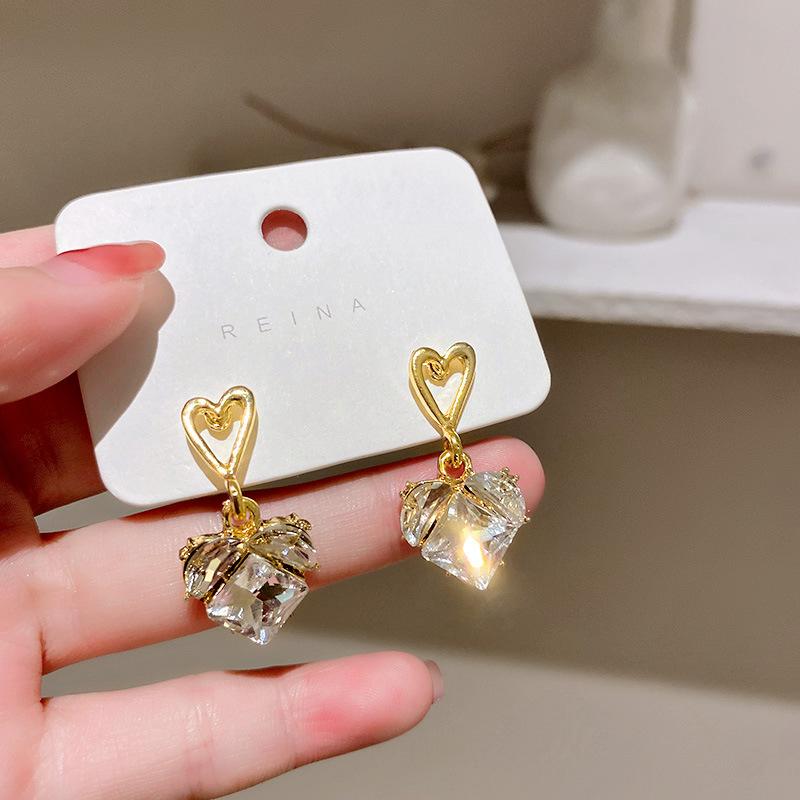 Изысканные серьги-сердечки с цирконом, женские серьги, роскошные серьги-подвески для вечеринки, свадьбы, цирконовый ушной аксессуар