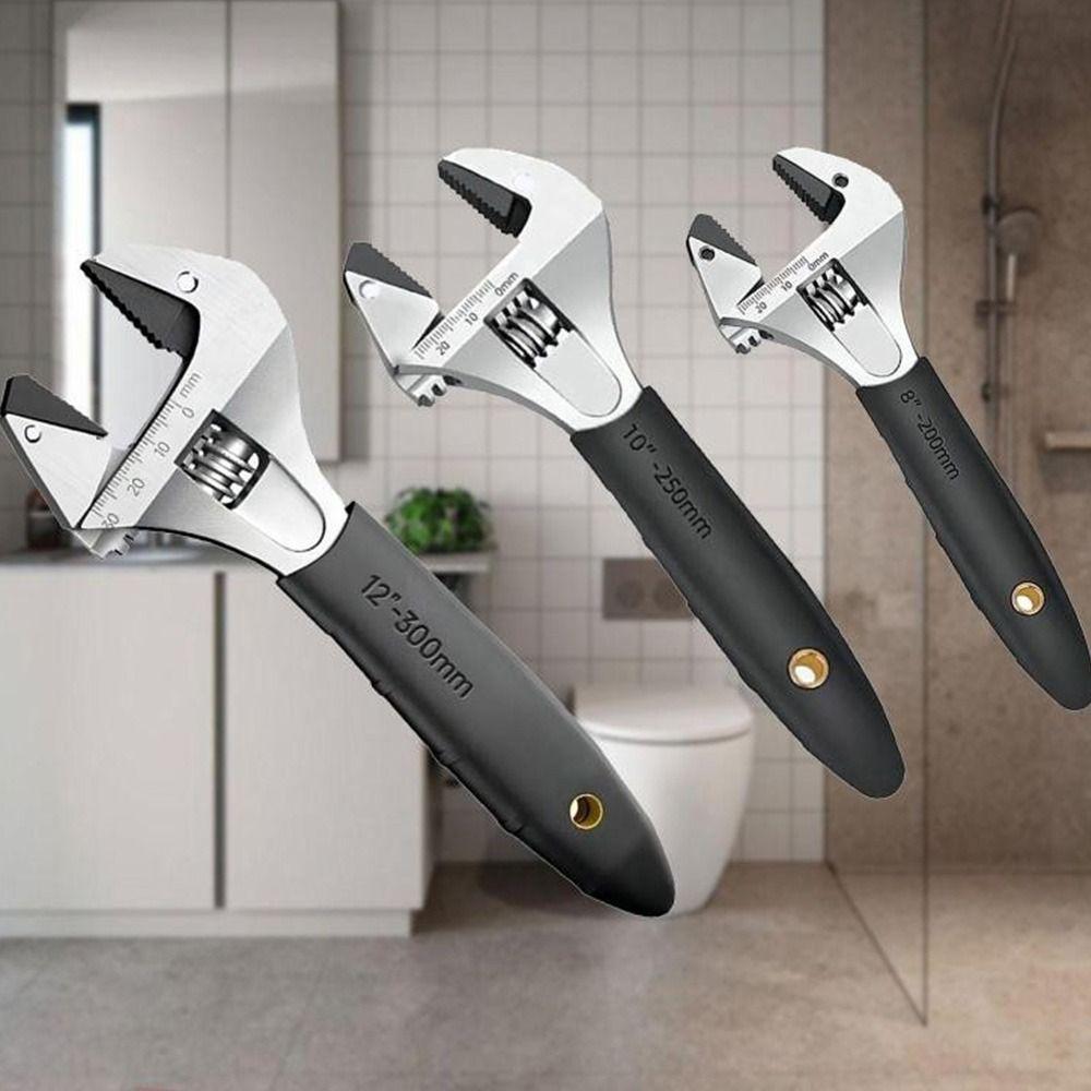 8/10/12Inch Self Tightening Ratcheting Wrench Adjustable Wrench Tool Portable Bathroom Wrench