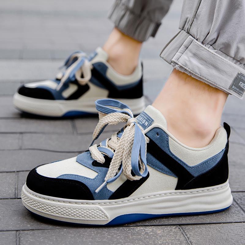 2024 Autumn Trendy Men's Thick-Soled Korean Style Casual Canvas Sneakers