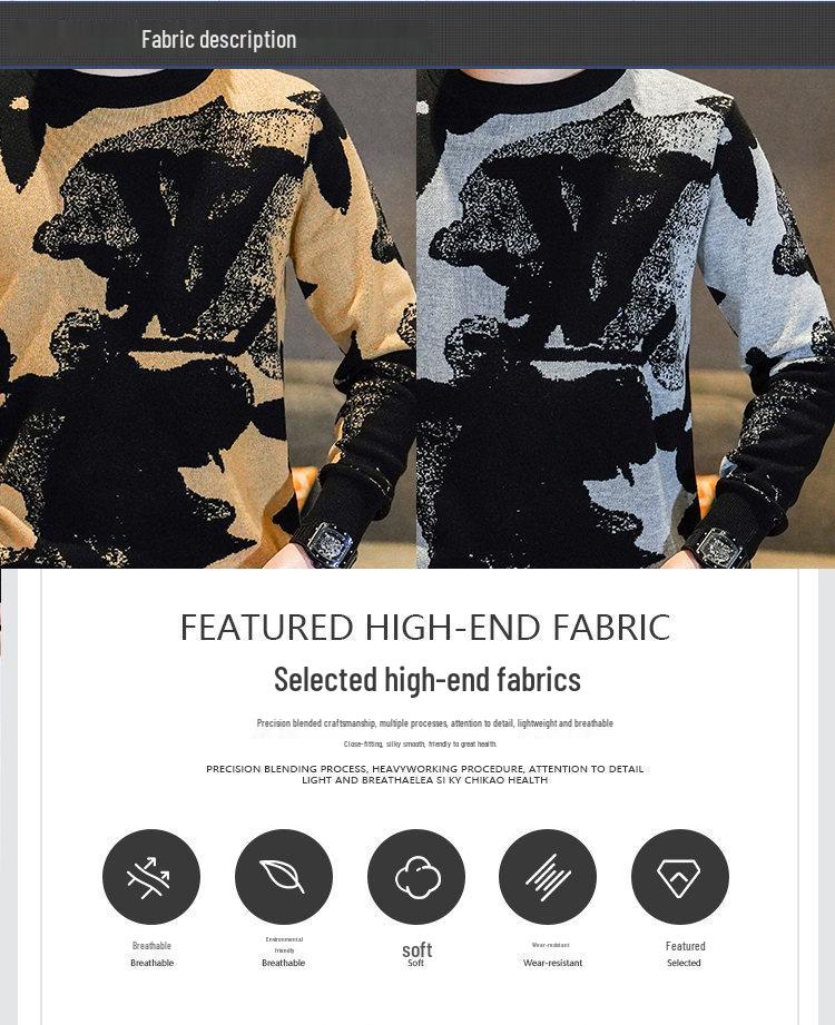 Men's Trendy European Knitwear Sweater: Long Sleeve, Round Neck, Versatile Korean Style Base Layer