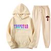 Set Tuta con Felpa con Cappuccio Oversize Unisex e Pantaloni Jogger Stampa Lettere Multicolore Outfit Casual