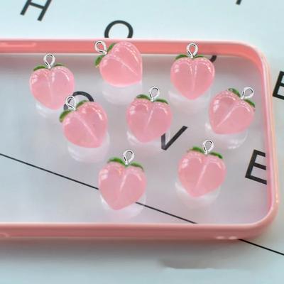 10 Piezas Encantos Colgantes Planos de Resina Transparente Color Melocotón para Accesorios de Fabricación de Joyería Pendientes DIY Decoración de Llavero