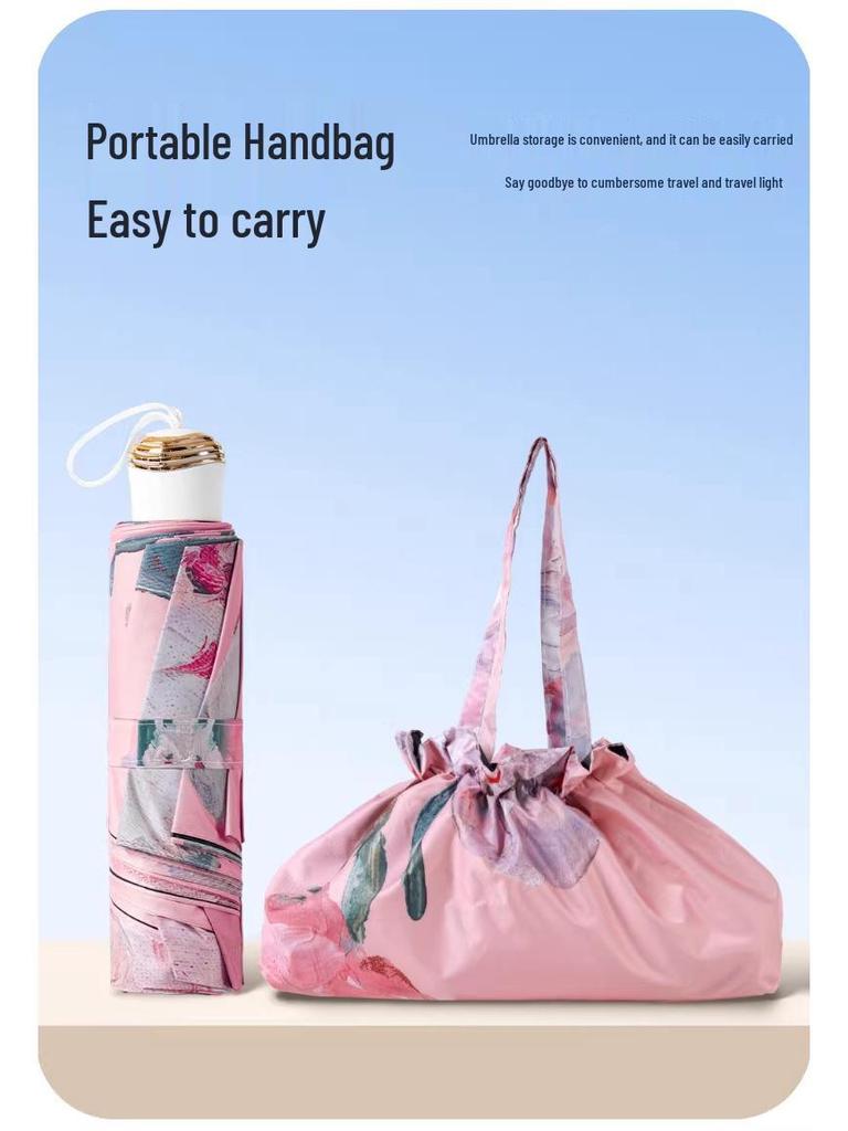 Double-Sided Floral Women's Umbrella: UV Protection, Sunshade, Folding, Dual-Use for Rain and Sun, Outdoor.