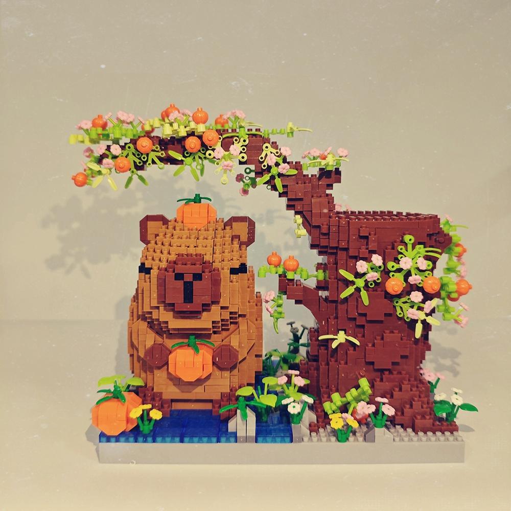 Capybara Pen Holder Model Micro Mini Building Block Toys - Ideal Diy Enthusiasts, An Educational And Decorative Toy For Desks