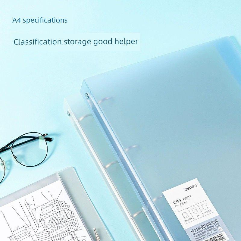 Paper Clip Color Transparent Insert Shell A4 Paper Clip with Holes 4-Hole Set Binding Perforation Info Booklet Student Storage Storage Test Paper Clip
