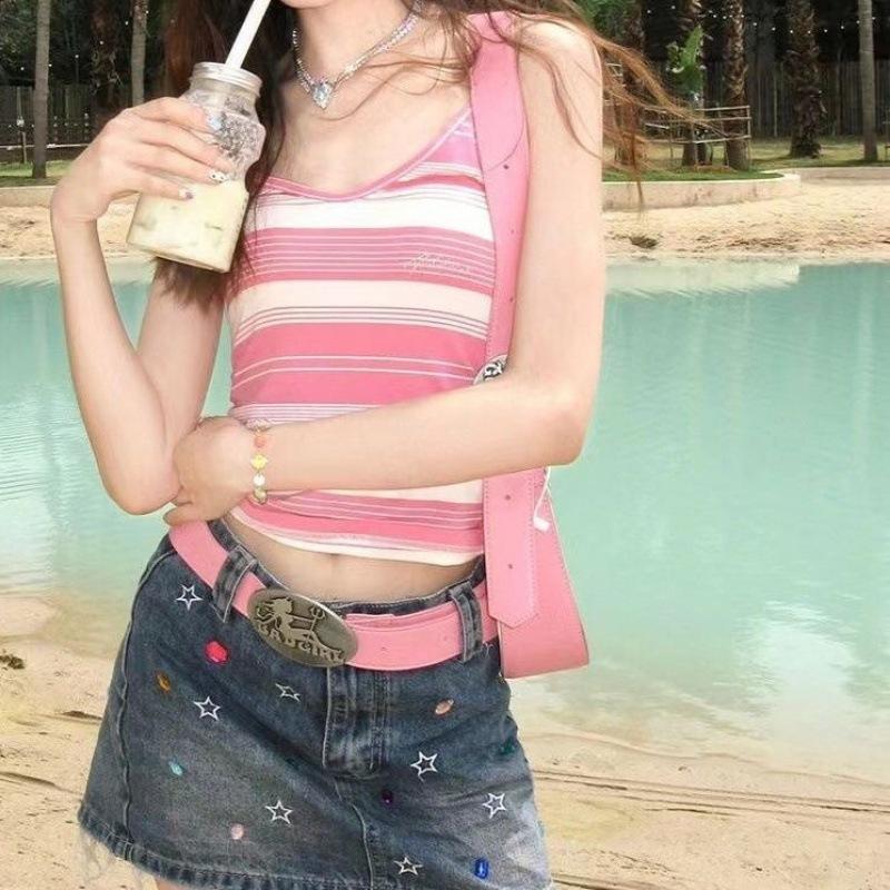 

Западный уникальный ковбойский розово-черный полиуретановый ремень для летнего стиля Cowboy Pink