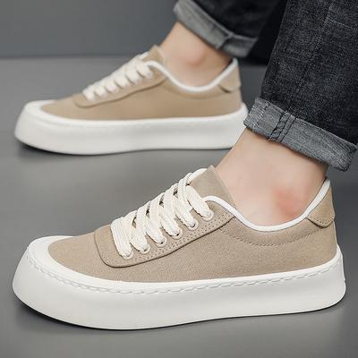 2025 Spring New Hong Kong Style Men's Canvas Shoes Versatile Student Board Shoes Men's Fashion Platform Men's Shoes Casual Shoes
