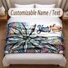 Fish Ocean Theme Soft Blanket Personalized Custom Name Text Print Warm Blanket Home Sofa Bedroom Decor