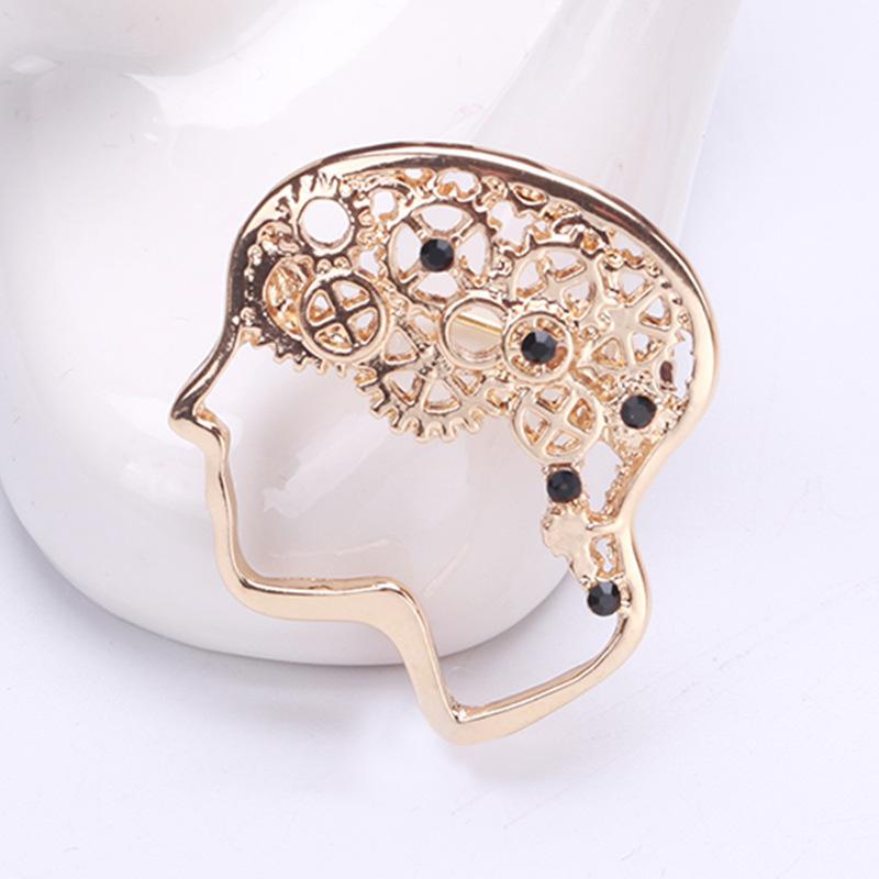 Creative Retro Brain Brooch Alloy Electroplating Personalized Versatile Corsage