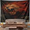 Fiery Roaring Lion Illustration Pattern Wall Hanging Tapestry Decorative Tapestry Home Decor for Bedroom and Living Room