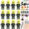 M8253 Blue Sky Fire Rescue Team Miniature Children Assemble Small Particle Building Block Toy Stretcher Wheel