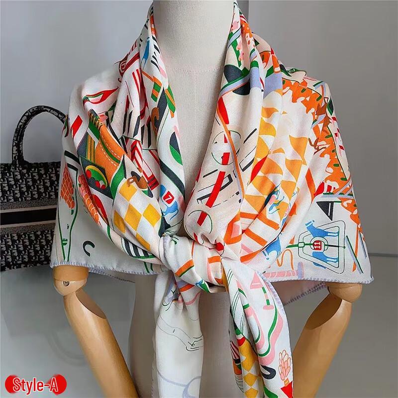 Women's Versatile Wool Blend Large Square Scarf & Shawl