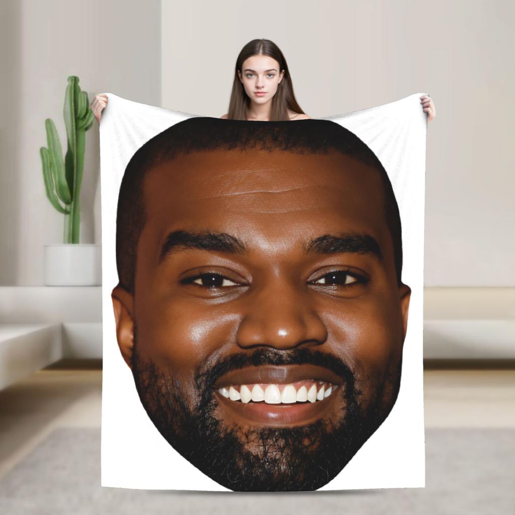 Kanye West Stretched Meme Warm Soft Blanket  Travel Plush Throw Blanket Novelty Bedroom Flannel Bedspread Sofa Bed Cover