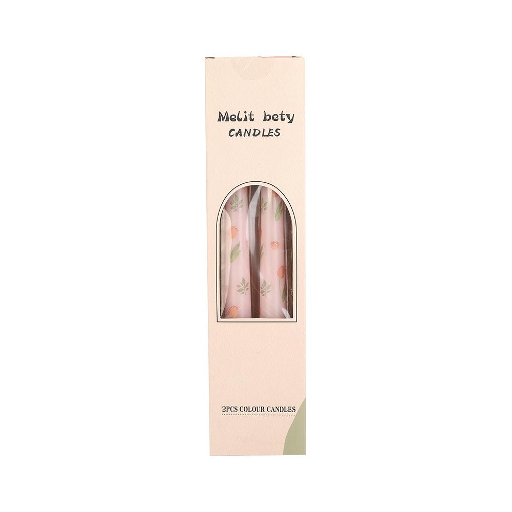 25cm European-Style Long Stem Printed Smokeless Candles for Romantic Dinners and Weddings