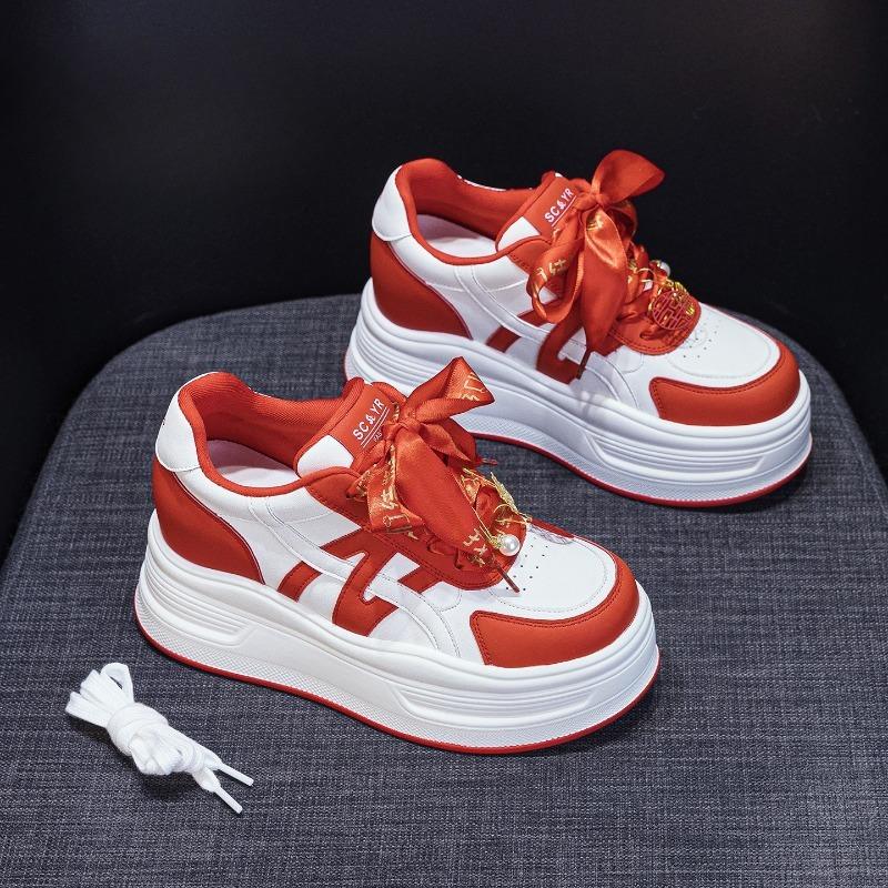 Rutschfeste Schuhe, Damenschuhe, Schuhe mit dicker Sohle zur Höhenvergrößerung, Sport- und Freizeit-Board-Schuhe