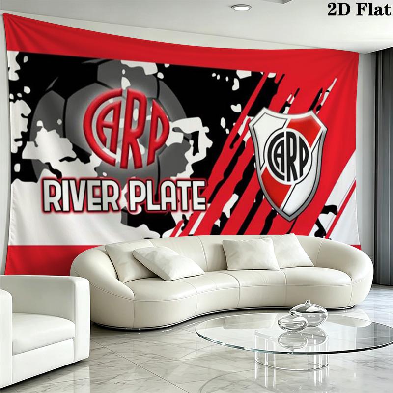 River Plate Logo Wall Tapestry Aesthetic Wall Hanging Printed Fabric Blanket Decorative Tapestries for Bedroom Living Room Home Decor